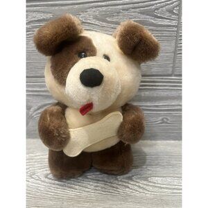 Vintage Dakin Soft Classics Plush Dog Stuffed Animal Puppy with Bone 1988